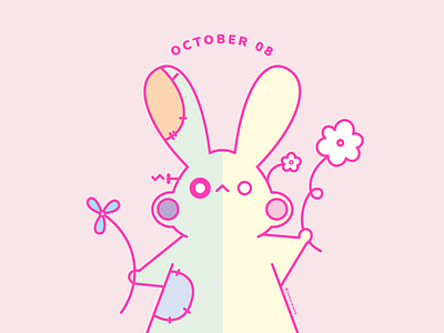 Day 08: Zombie Bunny bunny design flat flower graphic design illustration logo october ui vector vectorillustration zombie