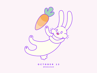 Day 13: Falling Bunny bunny carrot design flat graphic design illustration october pink rabbit ui vector vectorillustration