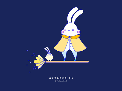 Day 29: Magical Bunny broom bunny design flat graphic design illustration magical october rabbit ui vector