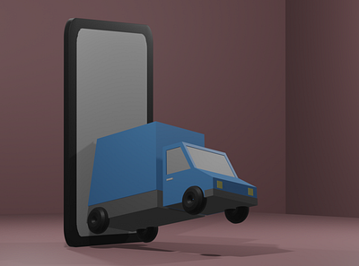 Delivery Service App 3d app blender blue delivery illustration service truck