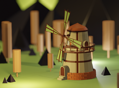Mysterious Windmill 3d illustration