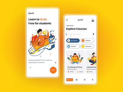 UI UX Course App Concept app design app screens concept design courseapp design illustrations mobileapp mobileapp design ui uidesign uiux