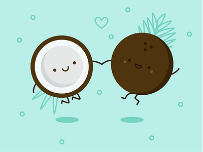 Coconuts in love 🥥❤️ adobe illustrator character illustration vector