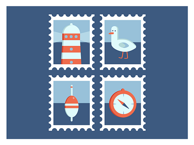 Postage marine stamps 🧭🌊 adobe illustrator icons iconset illustration vector