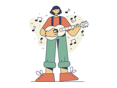 La chanteuse 🎶 adobe illustrator character design guitar illustration music musician singer song vector