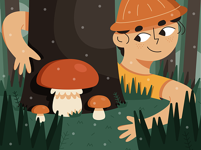 Mushroom picking 🍄 adobe illustrator character food forest illustration mushroom mushroom picking mushroomer mushrooms vector