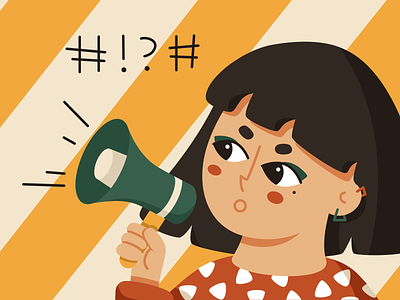 With megaphone 📣 adobe illustrator character demand girl illustration loud loudspeaker megaphone protest shout speaker vector woman