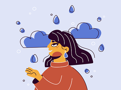 Spring rain 💧 adobe illustrator character drop emotions girl happy illustration rain spring vector woman