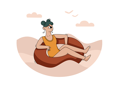 Swimming 🏖 adobe illustrator character girl holidays illustration lifebuoy ocean pool sea summer sunbathe sunny swimming swimsuit swimwear vector web woman