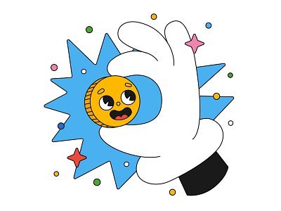 Happy coin 🪙 adobe illustrator app bank buisness cartoon character coin design donate finance hand illustration money savings traditional cartoon vector web