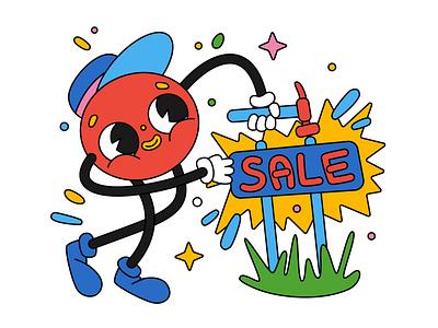 Sale 🔨 adobe illustrator banner cartoon character hammer illustration sale sign traditional cartoon vector web