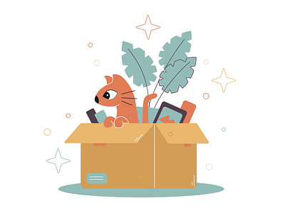 Moving ✨ adobe illustrator app box cat character illustration vector web
