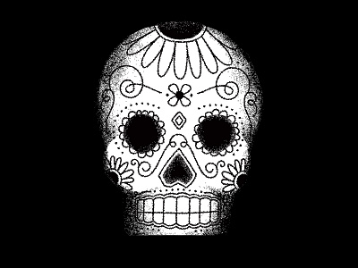 Sugar Skull black day of the dead illustration skull texture white