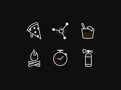 Food Science Icons atom fire food science icons illustration pizza