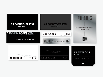 Argentous Kim logo + label sketches black branding fashion label silver typography white