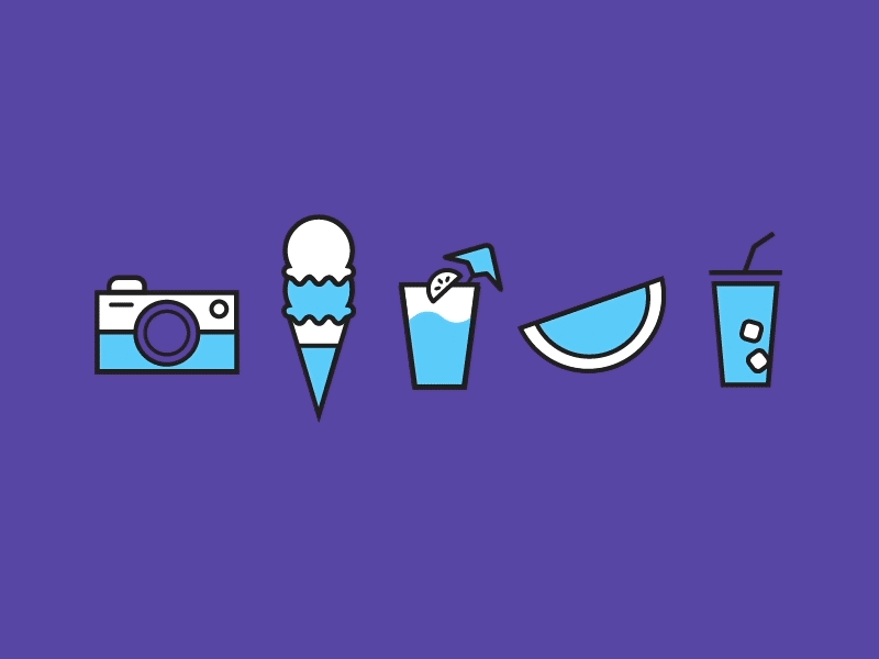 Panorama Icons animation blue ice cream icon set iconography illustration music festival purple summer