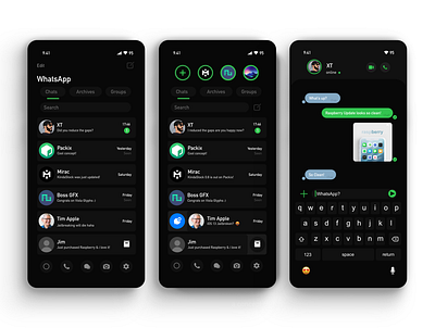 WhatsApp Dark Concept app dark app dark mode dark ui design design app ios app design whatsapp