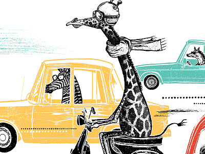 Art print giraffe poster scooter screeprint zebra