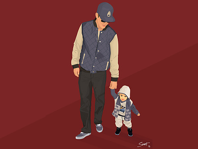 Me and my son illustration kid vector