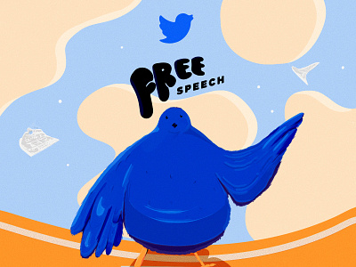 Twitter free speech! ave bird design illustration twitter