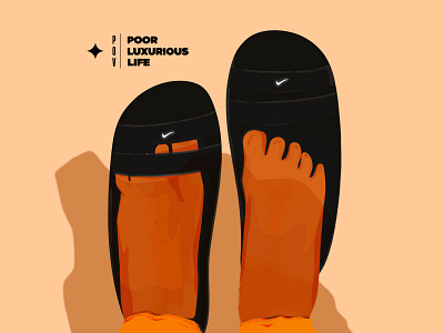 Poor luxurious life feet illustration