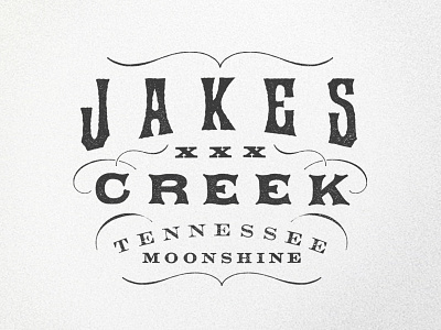 Jakes Creek Moonshine rough antique design label logo moonshine tennessee tn