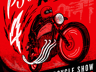 PseudoMoto Rally #4! caferacer illustration lettering motorcycle poster