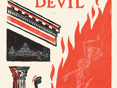 Devil in the White City block print book chicago design hh holmes illustration linoleum poster print the devil in the white city