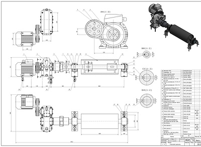 Projekt przenośnika taśmowego design technical drawing