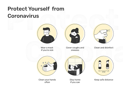 Prevention suggestions for Coronavirus ai coronavirus disease figma graphic graphicdesign illustration prevention