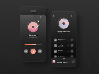 Music streaming app ai app dark mode figma icon illustration mobile mobile ui music music player nprecord playlist spring streaming app ui uichallenge