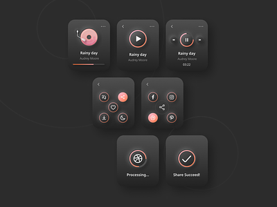 Streaming music app - Sharing function ai app dark mode figma icon music app smartwatch streaming app ui uichallenge vector