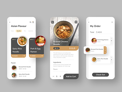 UI Challenge | Food Delivery App app asian food cart checkout delivery app figma food app icon mobile ui noodles ramen ui uichallenge uidesign