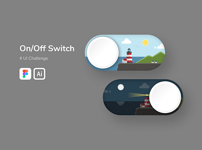 UI Challenge | On/off Switch ai button dailyui dark mode figma graphic illustration illustrator lighthouse onoff switch switch switch button ui uichallenge vector