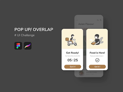 UI Challenge | Pop-up & Overlap app delivery app figma food app food delivery app gif animation illustration motiongraphics procreate product product design ui uichallenge