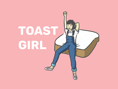 Illustration | Toast Girl character sketch girl graphicdesign illustration overalls procreate sketch toast ui