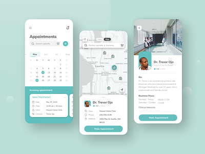 Mobile health app | Make an appointment appointment doctor doctor appointment figma health app healthcare map mhealth mobile app mobile ui ui