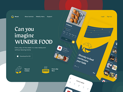 Landing page for App: Delivery from restaurants branding calendar covid19 dailyui delivery desktop food health landing landingpage logotype marketplace mobile onboarding restaurant social ui ux wellness