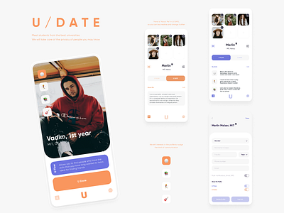 Dating for Students 🎓 Swipe, Profile, Chat chat clean dailyui dating feature match message minimal modes profile settings social network students swipe ui ux