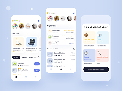 DIY tools marketplace 🔧🎨 app cards clean diy ecommerce instruction marketplace mobile onboarding rental search shopping shopping cart store stories tools