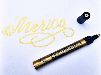 'Merica america calligraphy gold handlettering lettering paintpen pentouch script typography