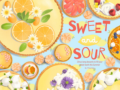 Sweet & Sour design flat food illustration minimal pattern typography