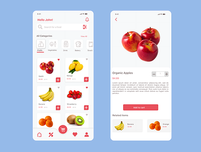 Grocery Shopping - Mobile App app design ecommerce fruit grocery app grocery online minimal mobile sketch ui uidesign user experience user interface ux