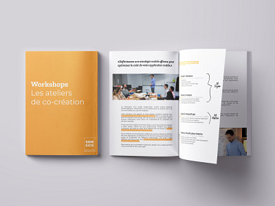 Mockup doc ateliers sk branding development agency development company document illustration orange presentation program sales service
