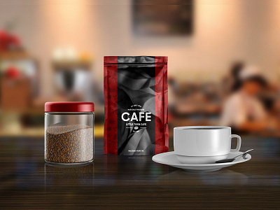 Foil Bag Mock-Up bag cafe coffee foil foil bag mock up jar mock up