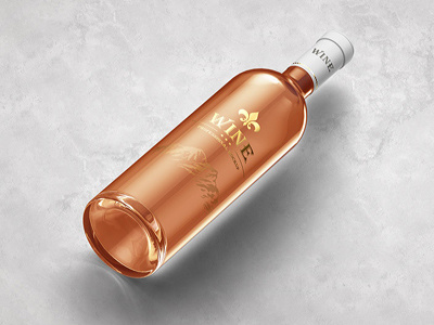 Wine Bottle and Glass Mock-up bottle brand branding foil glass gold logo mockup psd reflection showcase wine