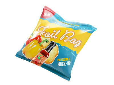 Snack Foil Pack Mock-up branding chips foil bag food logo mock up mockup pack package paper bag plastic bag sack