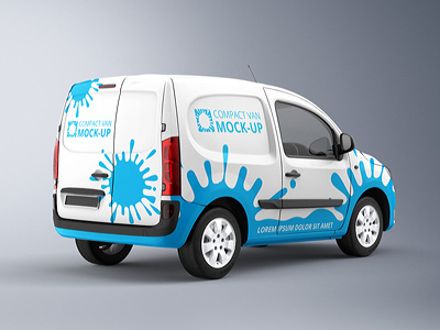 Compact Van Mock-up branding car delivery logo mockup van van mock up wrap