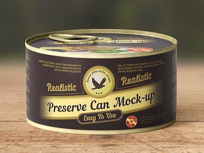 Preserve Can Mock Up can canned cap container dessert fish jar label metal mockup shine sweet