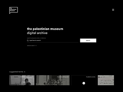 Prototype / Digital Archive / Quick Search app archive clean high fidelity palestine product prototype search ui usability ux web wireframe